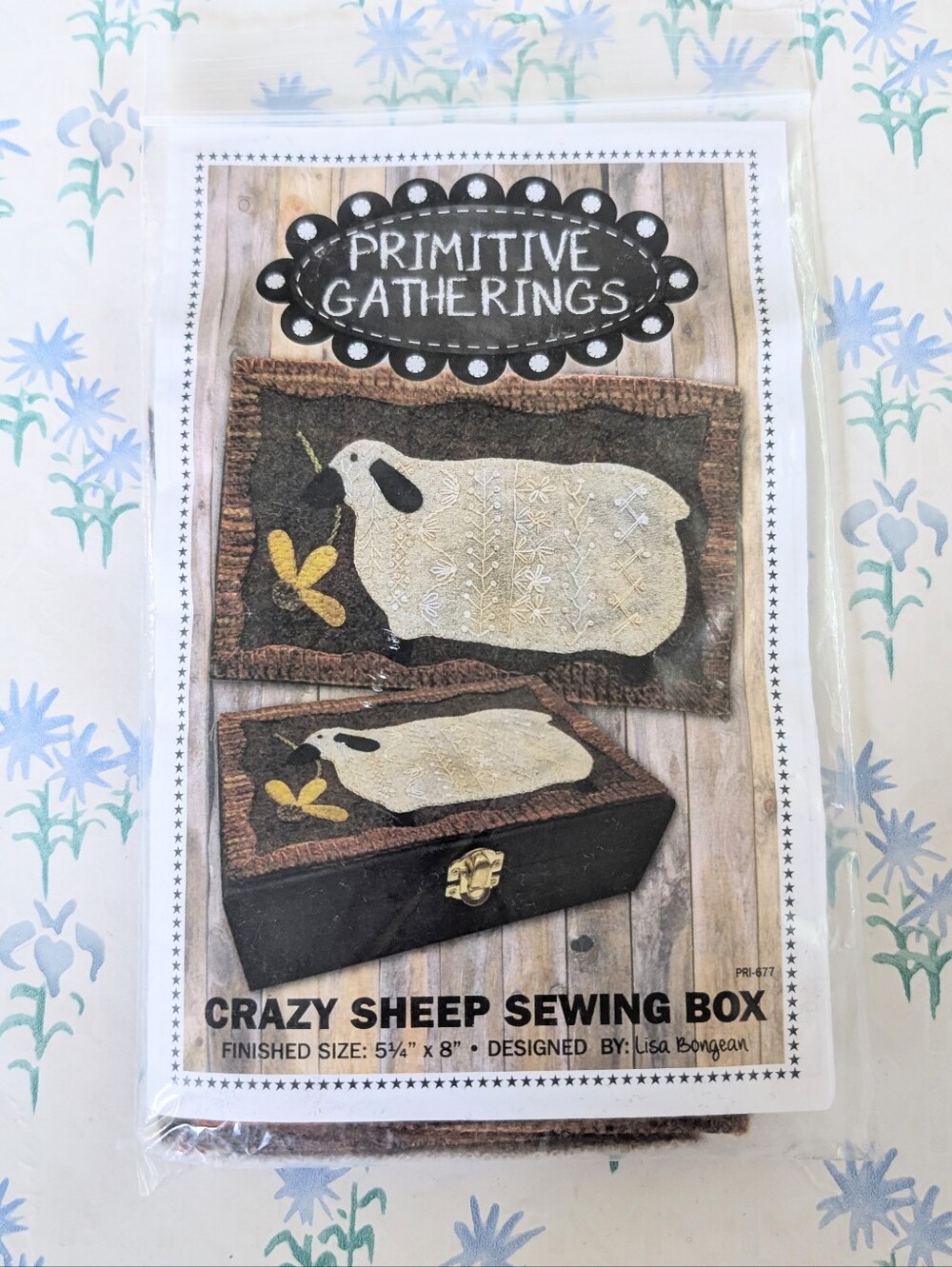 Primitive Gatherings Crazy Sheep Sewing Box Kit NEW Wool Applique Embroidery DIY